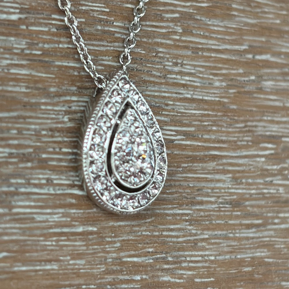 NWT Eliot Danori Rhodium-Plated Crystal Teardrop Pendant Necklace - Picture 7 of 9